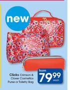 Clicks Crimson & Clover Cosmetics Purse Or Toiletry Bag-Each