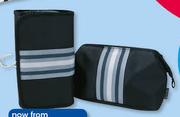 Guy Pinot Black & Grey Striped Toiletry Bag-Each