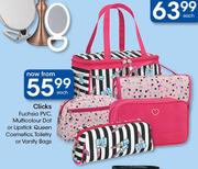 Clicks Fuchsia PVC,Multicolour Dot Or Lipstick Queen Cosmetics,Toiletry Or Vanity Bags-Each