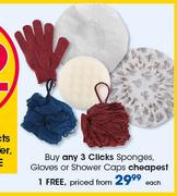 Clicks Sponges, Gloves O Shower Caps-Each