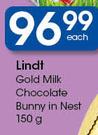 Lindt Gold Milk Chocolate Bunny In Nest-150g Each