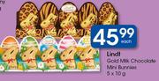 Lindt Gold Milk Chocolate Mini Bunnies-5X10g Each