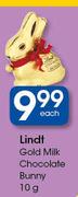 Lindt Gold Milk Chocolate Bunny-10g Each
