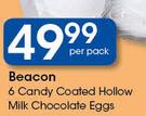 Beacon 6 Candy Coated Hollow Milk Chocolate Eggs-Per Pack