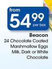 Beacon 24 Chocolate Coated Marshmallow Eggs Milk, Dark Or White Chocolate-Per Box