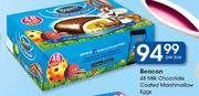 Beacon 48 Milk Chocolate Coated Marshmallow Eggs-Per Box