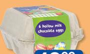 Clicks 6 Hollow Milk Chocolate Eggs-Per Pack