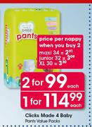 Clicks Made 4 Baby Pants Value Packs-Each