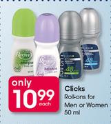 Clicks Roll Ons For Men Or Women-50ml Each