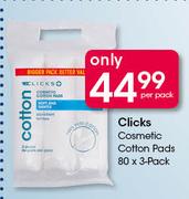 Clicks Cosmetic Cotton Pads 80 x 3 Pack-Per Pack