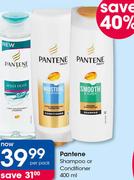 Pantene Shampoo Or Conditioner-400ml Per Pack