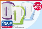 Safeway 1.7Ltr Cordless Kettle-Each