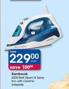 Kambrook 2200 Watts Steam & Spray Iron With Ceramic Soleplate-Each