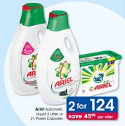 Ariel Automatic Liquid 2Ltr Or 21 Power Capsules-For 2 Per Offer