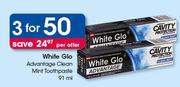 White Glo Advantage Clean Mint Toothpaste-3x91ml Per Offer