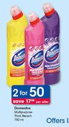 Domestos Multipurpose Thick Bleach-2x750ml Per Offer