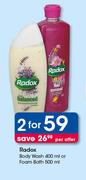 Radox Body Wash 400ml Or Foam Bath 500ml-2x Per Offer