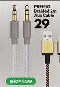 Premio Braided 2m Aux Cable