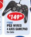 PS3 Wired 4 Axis Gamepad With 2m Cable