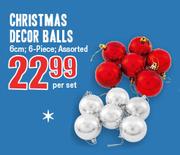 Christmas Decor 6-Piece Balls Assorted-6cm Per Set