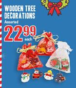 Wooden Tree Decorations Assorted Each