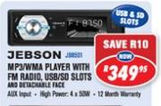 Jebson MP3/WMA Player With FM Radio,USB/SD Slots & Detachable Face