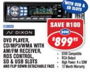 N Dixon DVD Player,CD/MP3/WMA With AM/FM Receiver,RDS Control,SD/USB Slots & Flip Down Detachable