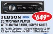 Jebson CD/MP3/WMA Player With AM/FM Radio,USB/SD Slots