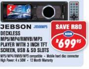 Jebson MP5/MP4/RMYB/MP3 Player With 3" TFT Screen, USB/SD Slots 