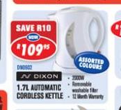 Dixon 1.7L Automatic Cordless Kettle