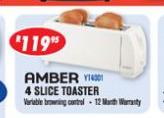 Amber 4 Slice Toaster
