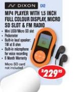 N Dixon MP4 Player 1.5 Inch Full Colour Display,Micro SD Slot & FM Radio