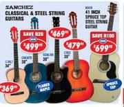 Sanchez Classical & Steel String Guitars-34" Each