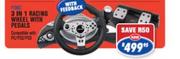 3 In 1 Racing Wheel With Pedals-Each