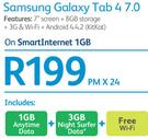 Samsung Galaxy Tab4 7.0-On SmartInternet 1GB