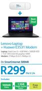 Lenovo Laptop+Huawei E3531 Modem-On Smart Internet 500MB