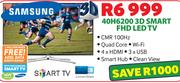 Samsung 3D Smart FHD LED TV 40H6200