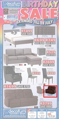 Decofurn Cape Town : Birthday Sale (Valid until 28 Jul 2014), page 1