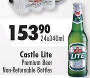 Castle Lite Premium Beer Non-Returnable Bottles-24 x 340ml