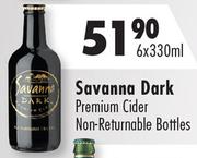 Savanna Dark Premium Cider Non-Returnable Bottles-6 x 330ml