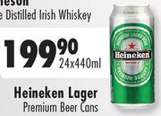 Heineken Lager Premium Beer Cans-24 x 440ml