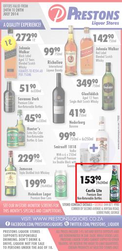 Prestons Liquor Stores : (24 Jul - 28 Jul 2014), page 1