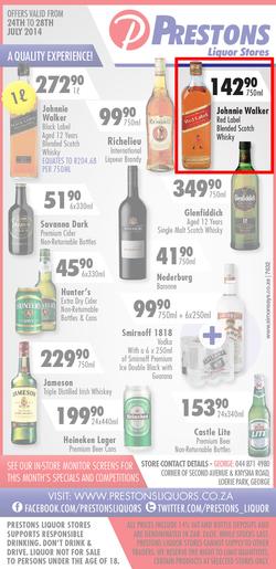 Prestons Liquor Stores : (24 Jul - 28 Jul 2014), page 1