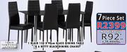 Blair 150x90cm Glass Dining Table And 6 Betty Black Dining Chairs