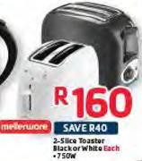 Mellerware 2 Slice Toaster Black/White 750W-Each