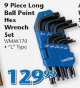 Worksman 9-Piece "L" Type Long Ball Point Hex Wrench Set WMAK170