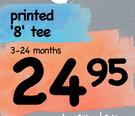 Printed "8" Baby Tee Shirt