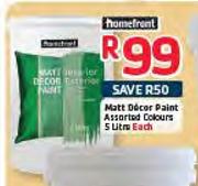 Homefront Matt Decor Paint Assorted Colours-5L Each