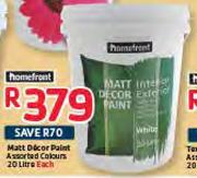 Homefront Matt Decor Paint Assorted Colours-20L Each