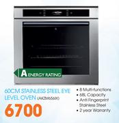 Whirlpool Stainless Steel Eye Level Oven-60cm(AKZM656IX)